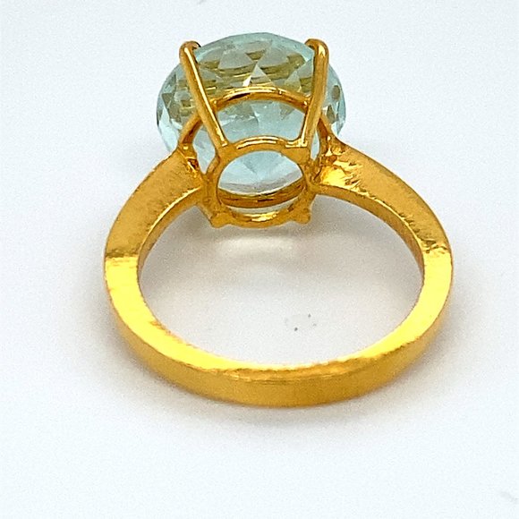 Aquamarine 7.45ct Solid 22K Yellow Gold Ring - Picture 4 of 7